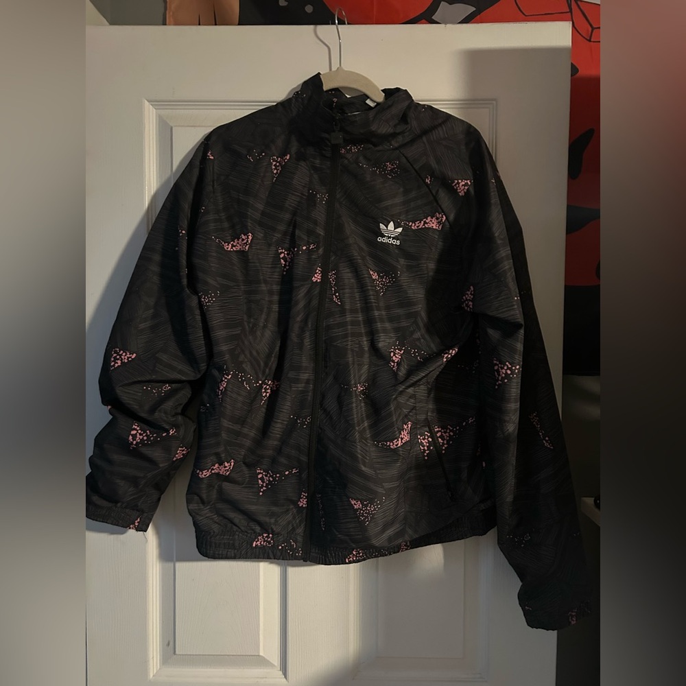 adidas Originals Rekive Trefoil AOP Track Jacket Black/Grey Six/Bliss Pink MD